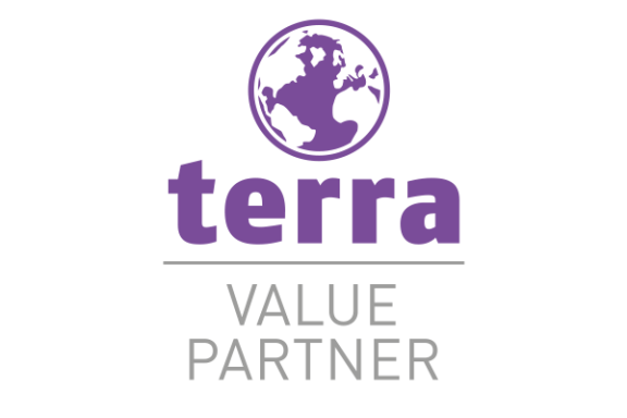 Logo von Terra Value Partner in lila mit einer stilisierten Weltkugel.